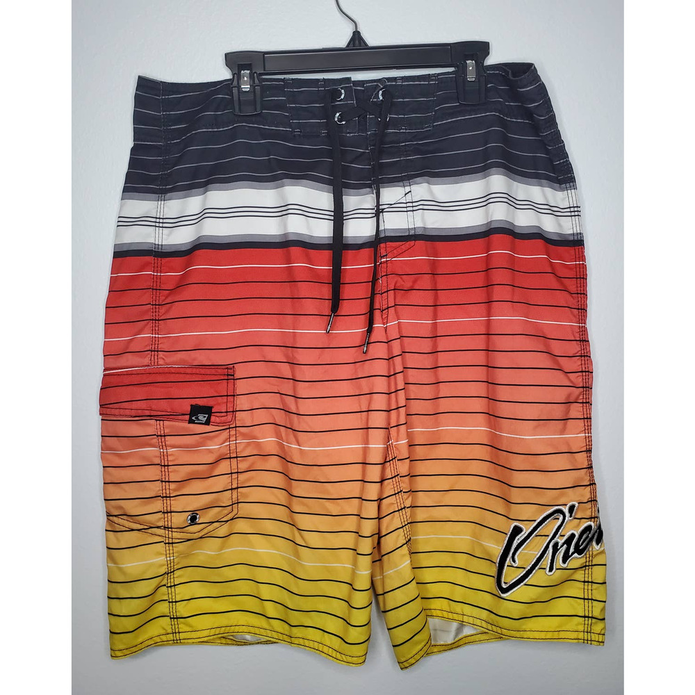 O'Neill Surf Board Shorts Striped Gradient Size Men's 32 Length 21" Beach Skate